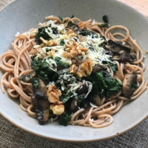 Mushroom and Spinach Pasta, Laura Bond Nutrition