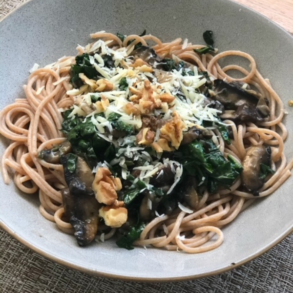 Mushroom and Spinach Pasta, Laura Bond Nutrition