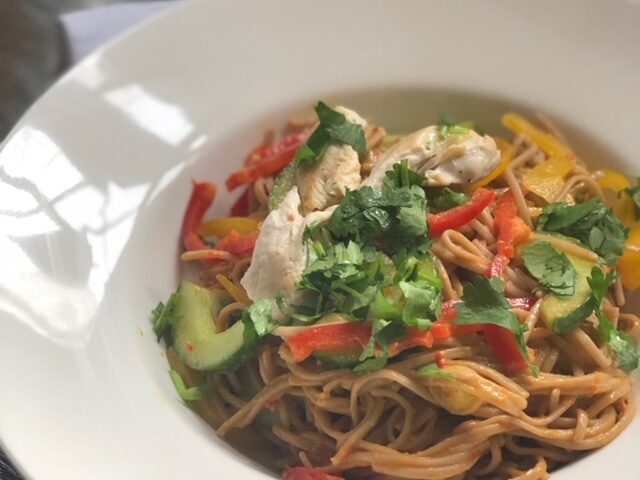 Goji Chicken with Buckwheat Noodles